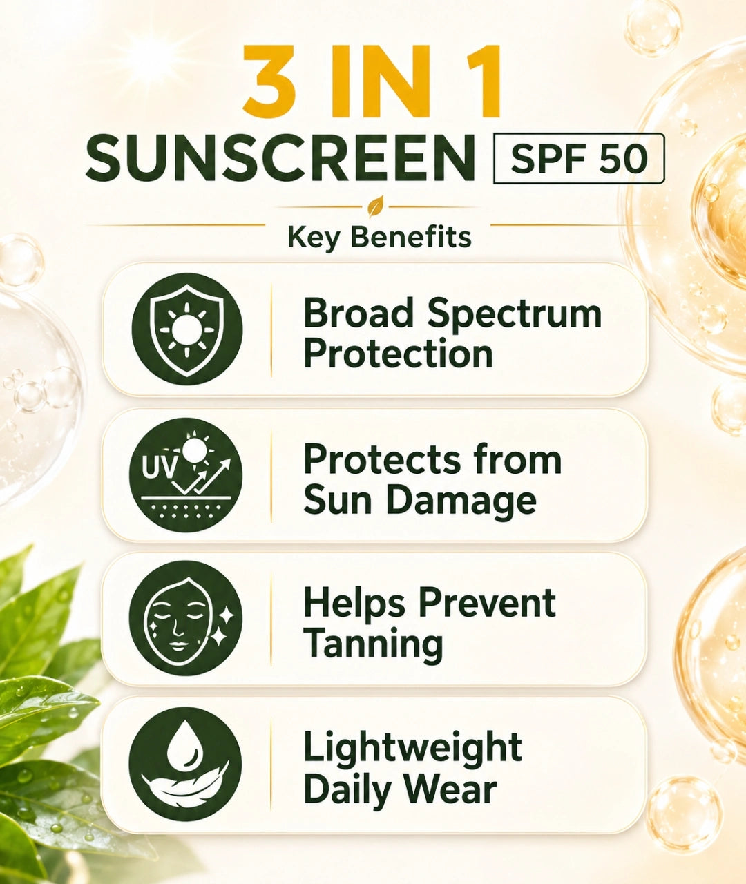 3 in 1 Sunscreen SPF 50 PA +++